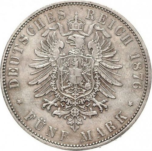5 Mark Reverse Image minted in GERMANY in 1876H (1871-18 - Empire HESSE-DARMSTATDT)  - The Coin Database
