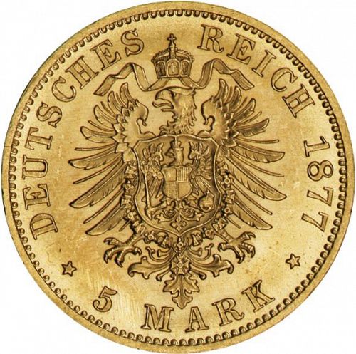 5 Mark Reverse Image minted in GERMANY in 1877A (1871-18 - Empire PRUSSIA)  - The Coin Database