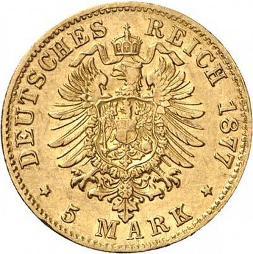 5 Mark Reverse Image minted in GERMANY in 1877G (1871-18 - Empire BADEN)  - The Coin Database