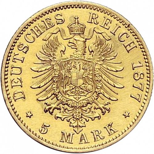 5 Mark Reverse Image minted in GERMANY in 1877H (1871-18 - Empire HESSE-DARMSTATDT)  - The Coin Database