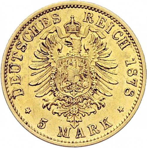 5 Mark Reverse Image minted in GERMANY in 1878A (1871-18 - Empire PRUSSIA)  - The Coin Database