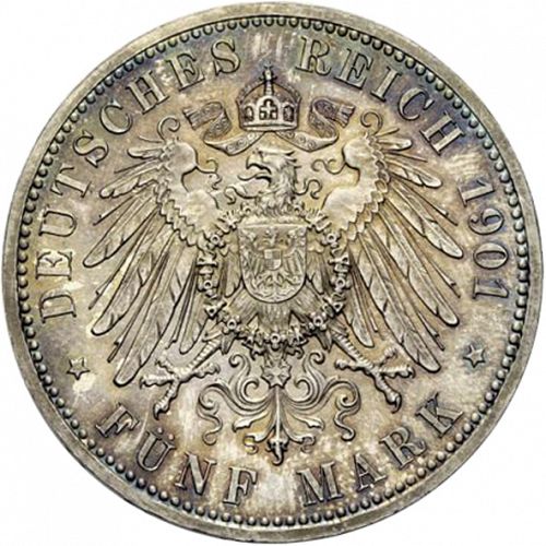5 Mark Reverse Image minted in GERMANY in 1901A (1871-18 - Empire SAXE-ALTENBURG)  - The Coin Database