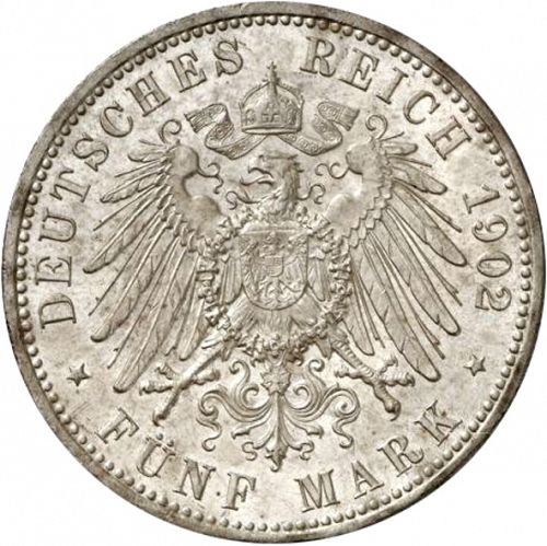 5 Mark Reverse Image minted in GERMANY in 1902A (1871-18 - Empire PRUSSIA)  - The Coin Database