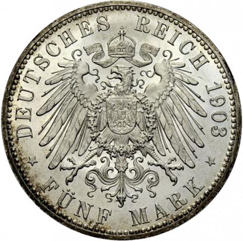 5 Mark Reverse Image minted in GERMANY in 1903A (1871-18 - Empire SAXE-ALTENBURG)  - The Coin Database