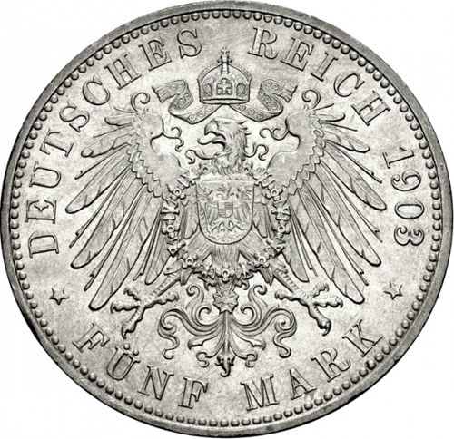 5 Mark Reverse Image minted in GERMANY in 1903A (1871-18 - Empire SAXE-WEIMAR-EISENACH)  - The Coin Database