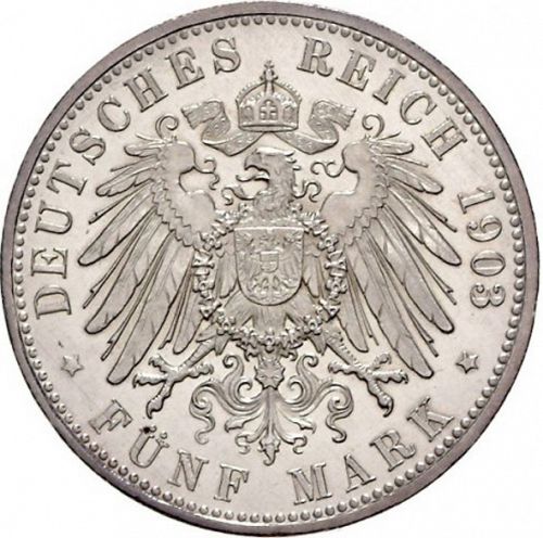 5 Mark Reverse Image minted in GERMANY in 1903D (1871-18 - Empire BAVARIA)  - The Coin Database
