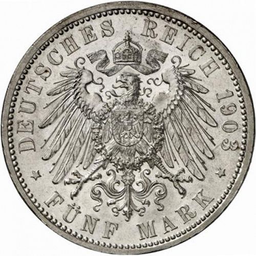 5 Mark Reverse Image minted in GERMANY in 1903G (1871-18 - Empire BADEN)  - The Coin Database
