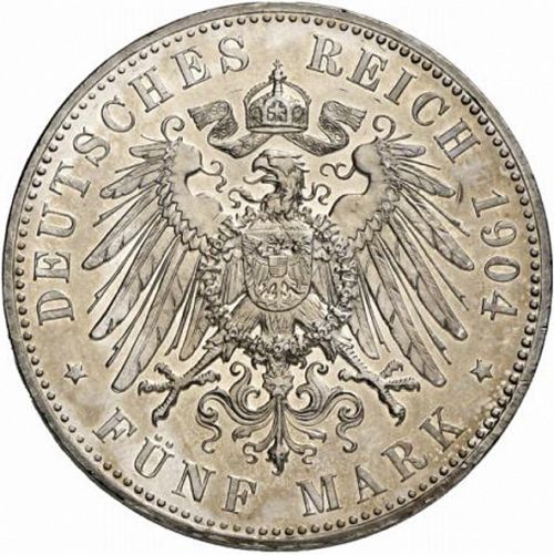 5 Mark Reverse Image minted in GERMANY in 1904A (1871-18 - Empire SCHAUMBURG-LIPPE)  - The Coin Database