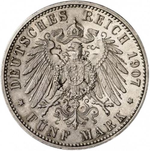 5 Mark Reverse Image minted in GERMANY in 1907A (1871-18 - Empire SAXE-COBURG-GOTHA)  - The Coin Database