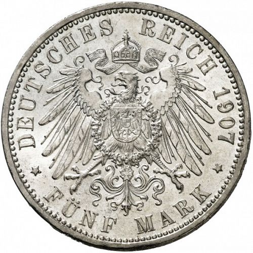 5 Mark Reverse Image minted in GERMANY in 1907A (1871-18 - Empire PRUSSIA)  - The Coin Database