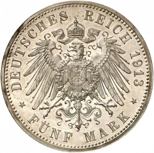 5 Mark Reverse Image minted in GERMANY in 1913A (1871-18 - Empire PRUSSIA)  - The Coin Database