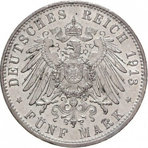 5 Mark Reverse Image minted in GERMANY in 1913D (1871-18 - Empire BAVARIA)  - The Coin Database