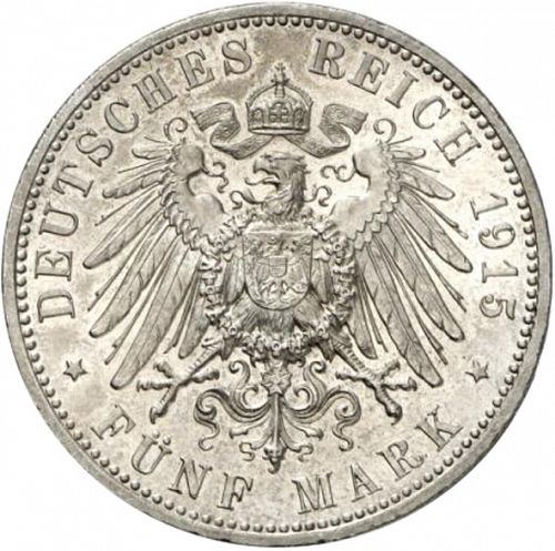 5 Mark Reverse Image minted in GERMANY in 1915A (1871-18 - Empire BRUNSWICK-WOLFENBUTTEL)  - The Coin Database