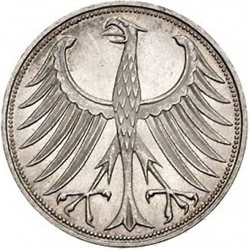 5 Mark Obverse Image minted in GERMANY in 1951F (1949-01 - Federal Republic)  - The Coin Database