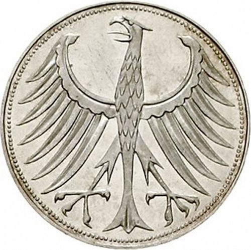 5 Mark Obverse Image minted in GERMANY in 1956F (1949-01 - Federal Republic)  - The Coin Database