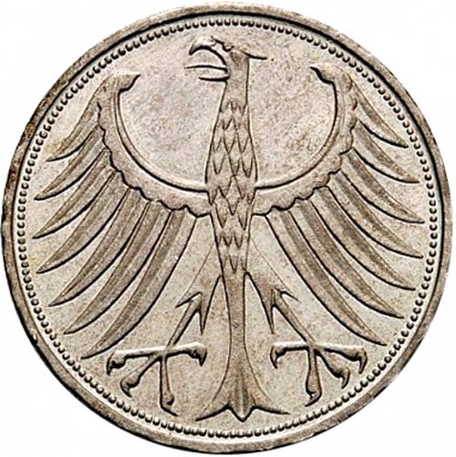 5 Mark Obverse Image minted in GERMANY in 1956J (1949-01 - Federal Republic)  - The Coin Database