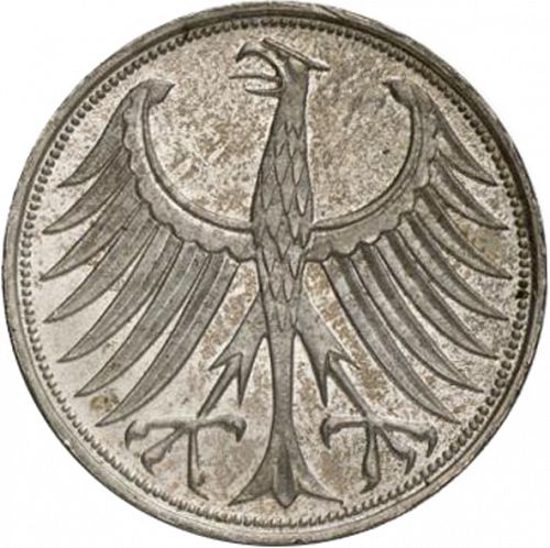 5 Mark Obverse Image minted in GERMANY in 1957D (1949-01 - Federal Republic)  - The Coin Database