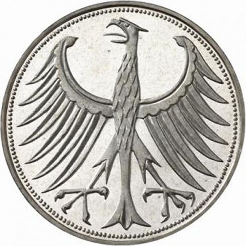 5 Mark Obverse Image minted in GERMANY in 1958D (1949-01 - Federal Republic)  - The Coin Database