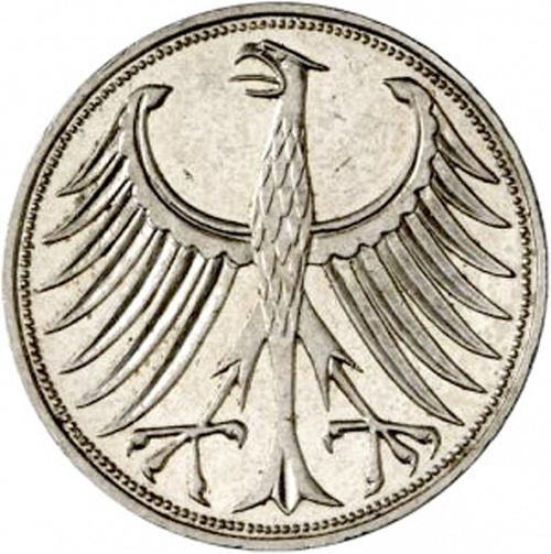 5 Mark Obverse Image minted in GERMANY in 1958J (1949-01 - Federal Republic)  - The Coin Database