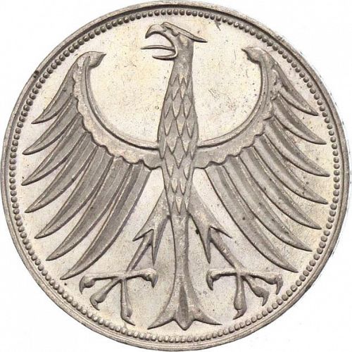5 Mark Obverse Image minted in GERMANY in 1960F (1949-01 - Federal Republic)  - The Coin Database