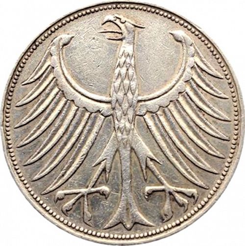 5 Mark Obverse Image minted in GERMANY in 1961F (1949-01 - Federal Republic)  - The Coin Database