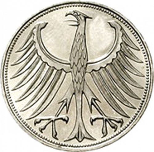 5 Mark Obverse Image minted in GERMANY in 1961J (1949-01 - Federal Republic)  - The Coin Database