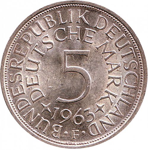 5 Mark Obverse Image minted in GERMANY in 1963F (1949-01 - Federal Republic)  - The Coin Database