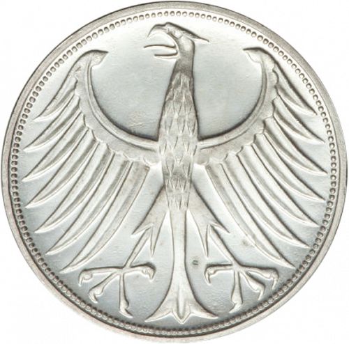 5 Mark Obverse Image minted in GERMANY in 1965G (1949-01 - Federal Republic)  - The Coin Database