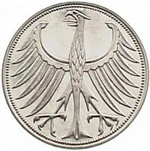 5 Mark Obverse Image minted in GERMANY in 1968F (1949-01 - Federal Republic)  - The Coin Database