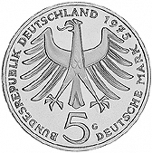5 Mark Obverse Image minted in GERMANY in 1975G (1949-01 - Federal Republic - Commemorative)  - The Coin Database