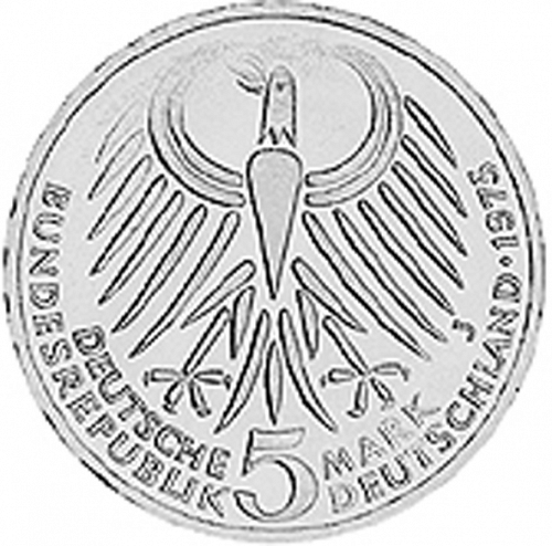 5 Mark Obverse Image minted in GERMANY in 1975J (1949-01 - Federal Republic - Commemorative)  - The Coin Database