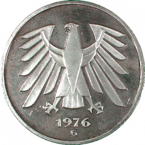 5 Mark Obverse Image minted in GERMANY in 1976G (1949-01 - Federal Republic)  - The Coin Database