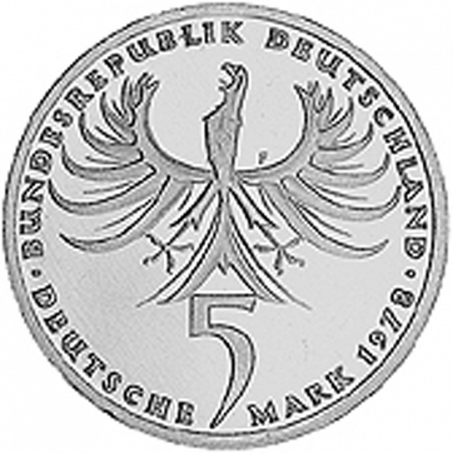 5 Mark Obverse Image minted in GERMANY in 1978F (1949-01 - Federal Republic - Commemorative)  - The Coin Database