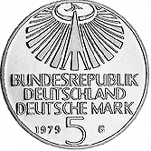 5 Mark Obverse Image minted in GERMANY in 1979G (1949-01 - Federal Republic - Commemorative)  - The Coin Database