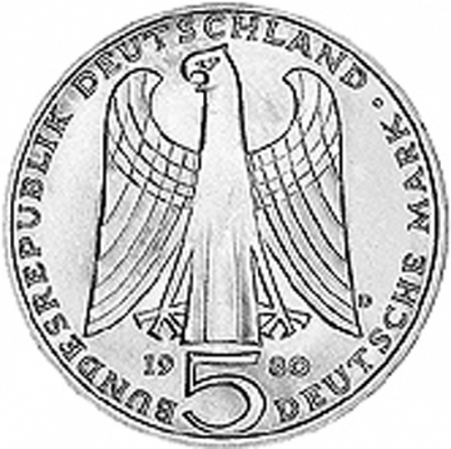 5 Mark Obverse Image minted in GERMANY in 1980D (1949-01 - Federal Republic - Commemorative)  - The Coin Database