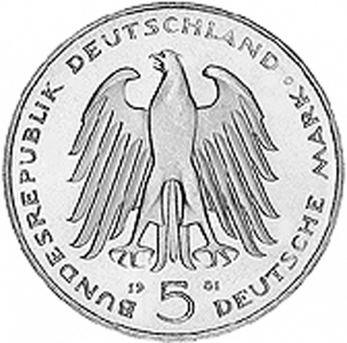 5 Mark Obverse Image minted in GERMANY in 1981G (1949-01 - Federal Republic - Commemorative)  - The Coin Database
