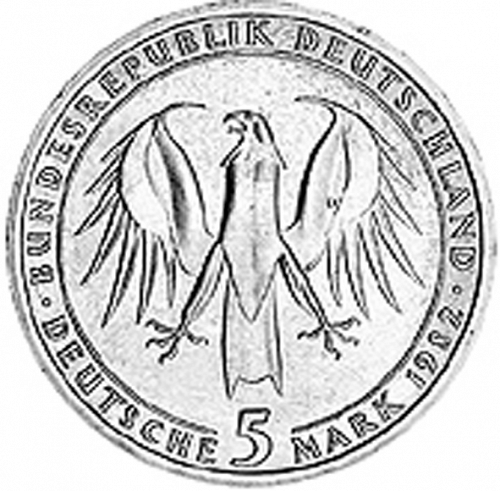 5 Mark Obverse Image minted in GERMANY in 1982D (1949-01 - Federal Republic - Commemorative)  - The Coin Database
