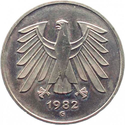 5 Mark Obverse Image minted in GERMANY in 1982G (1949-01 - Federal Republic)  - The Coin Database