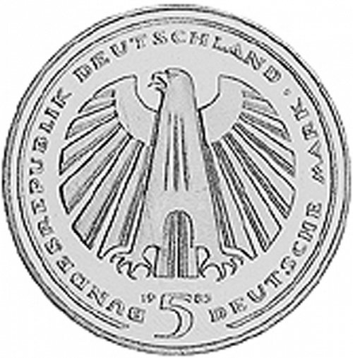 5 Mark Obverse Image minted in GERMANY in 1985G (1949-01 - Federal Republic - Commemorative)  - The Coin Database