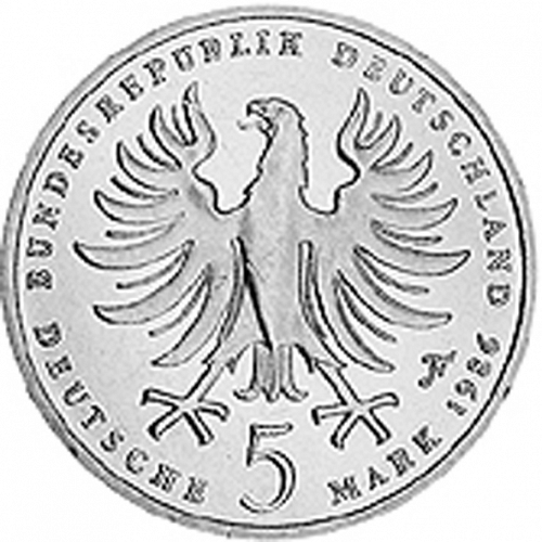 5 Mark Obverse Image minted in GERMANY in 1986D (1949-01 - Federal Republic - Commemorative)  - The Coin Database