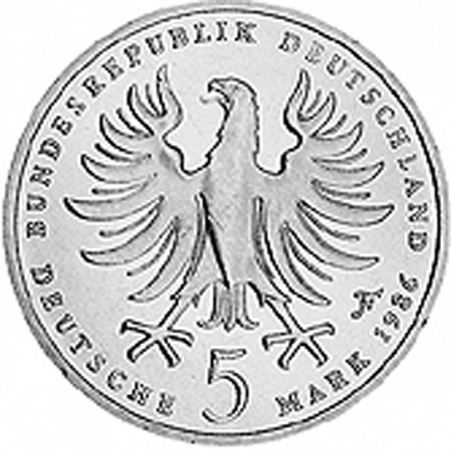5 Mark Obverse Image minted in GERMANY in 1986F (1949-01 - Federal Republic - Commemorative)  - The Coin Database