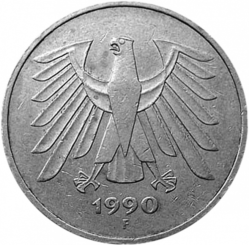 5 Mark Obverse Image minted in GERMANY in 1990F (1949-01 - Federal Republic)  - The Coin Database