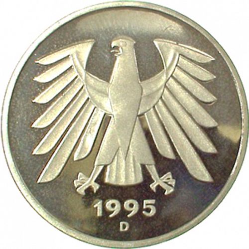 5 Mark Obverse Image minted in GERMANY in 1995D (1949-01 - Federal Republic)  - The Coin Database