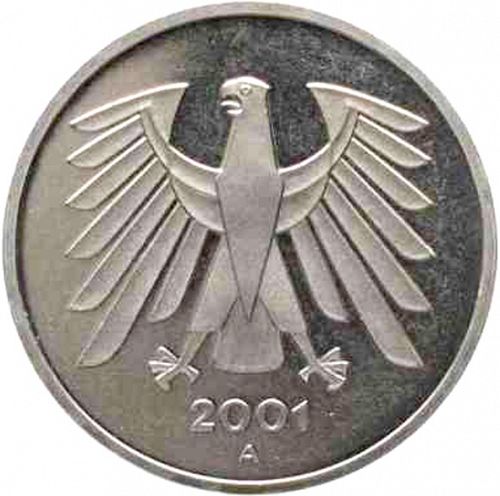 5 Mark Obverse Image minted in GERMANY in 2001A (1949-01 - Federal Republic)  - The Coin Database