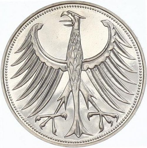 5 Mark Reverse Image minted in GERMANY in 1951D (1949-01 - Federal Republic)  - The Coin Database