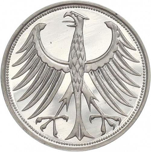 5 Mark Reverse Image minted in GERMANY in 1951J (1949-01 - Federal Republic)  - The Coin Database