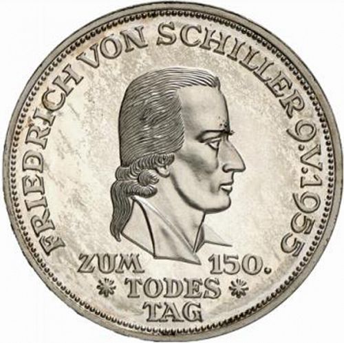 5 Mark Reverse Image minted in GERMANY in 1955F (1949-01 - Federal Republic - Commemorative)  - The Coin Database