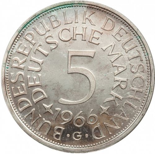 5 Mark Reverse Image minted in GERMANY in 1966G (1949-01 - Federal Republic)  - The Coin Database