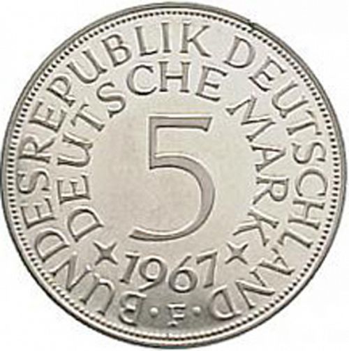 5 Mark Reverse Image minted in GERMANY in 1967F (1949-01 - Federal Republic)  - The Coin Database