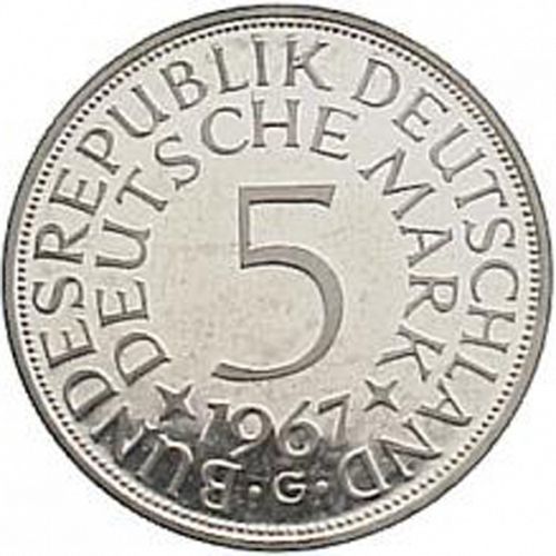 5 Mark Reverse Image minted in GERMANY in 1967G (1949-01 - Federal Republic)  - The Coin Database